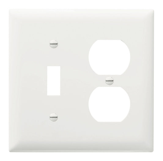 TradeMaster TP18W TP Series Standard Combination Wall Plate, 2 Gangs, 4.7 in, Thermoplastic, White