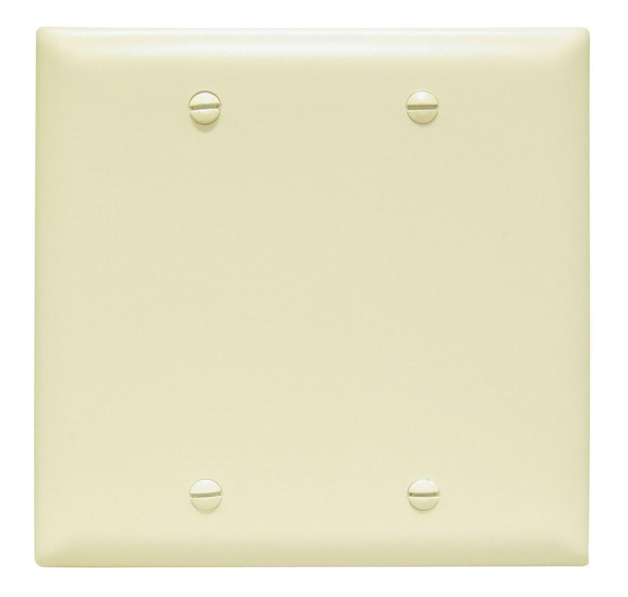 TradeMaster TP23I TP Series Standard Blank Wall Plate, 2 Gangs, 4.7 in, Thermoplastic, Ivory