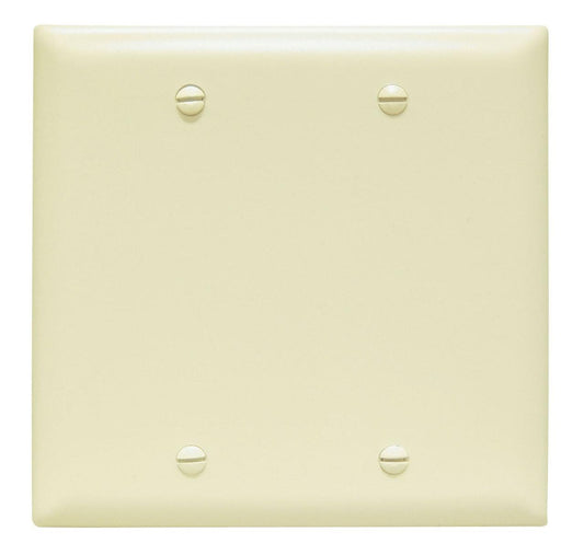 TradeMaster TP23I TP Series Standard Blank Wall Plate, 2 Gangs, 4.7 in, Thermoplastic, Ivory