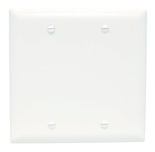 TradeMaster TP23W TP Series Standard Blank Wall Plate, 2 Gangs, 4.7 in, Thermoplastic, White