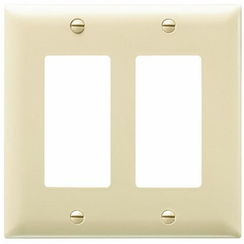 TradeMaster TP262I Standard Wall Plate, 2 Gangs, 4-3/4 in W x 4.7 in H, Thermoplastic, Ivory