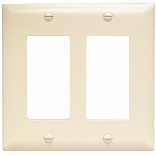 TradeMaster TP262LA Standard Wall Plate, 2 Gangs, 4-3/4 in W x 4.7 in H, Thermoplastic, Light Almond