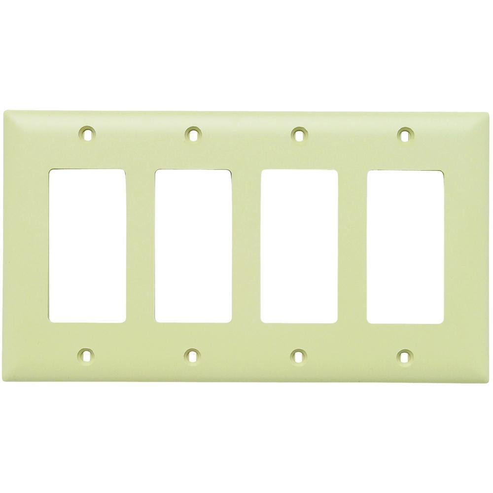 TradeMaster TP264I Standard Wall Plate, 4 Gangs, 8-3/8 in W x 5-1/2 in H, Nylon/Thermoplastic, Ivory