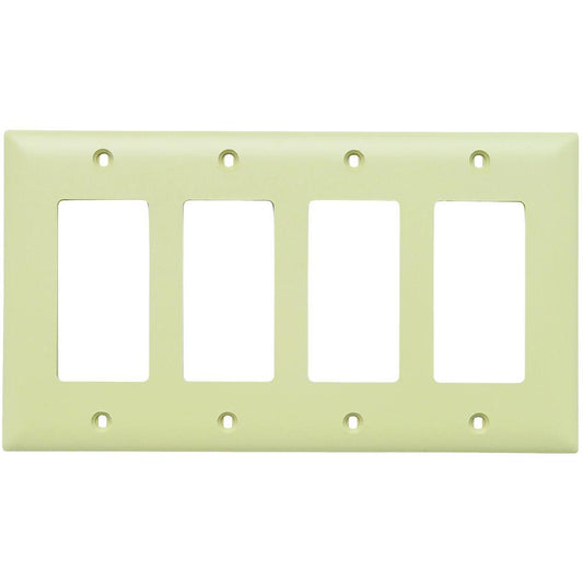 TradeMaster TP264I Standard Wall Plate, 4 Gangs, 8-3/8 in W x 5-1/2 in H, Nylon/Thermoplastic, Ivory