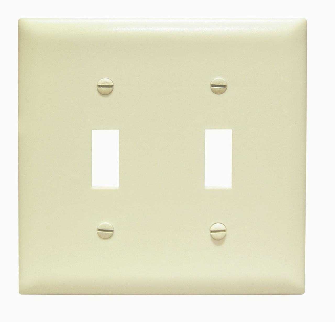 TradeMaster TP2I Standard Wall Plate, 2 Gangs, 4.56 in W x 4.7 in H, Thermoplastic, Ivory