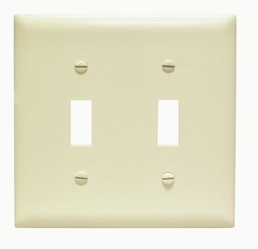 TradeMaster TP2I Standard Wall Plate, 2 Gangs, 4.56 in W x 4.7 in H, Thermoplastic, Ivory