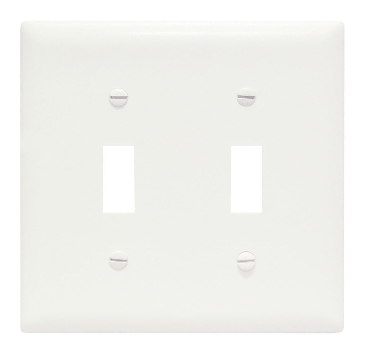 TradeMaster TP2W Standard Wall Plate, 2 Gangs, 4.56 in W x 4.7 in H, Thermoplastic, White