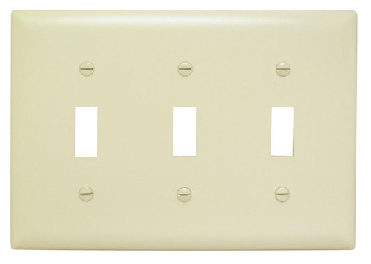 TradeMaster TP3I Standard Wall Plate, 3 Gangs, 6-3/8 in W x 4.7 in H, Thermoplastic, Ivory