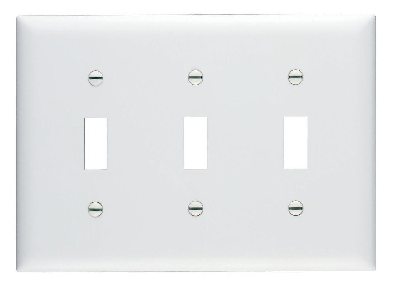 TradeMaster TP3W Standard Wall Plate, 3 Gangs, 6-3/8 in W x 4.7 in H, Thermoplastic, White