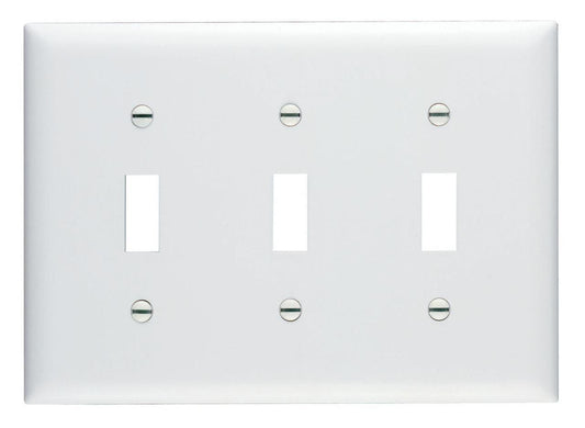 TradeMaster TP3W Standard Wall Plate, 3 Gangs, 6-3/8 in W x 4.7 in H, Thermoplastic, White