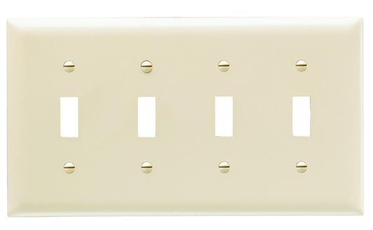 TradeMaster TP4I Standard Wall Plate, 4 Gangs, 8-1/8 in W x 4.7 in H, Thermoplastic, Ivory