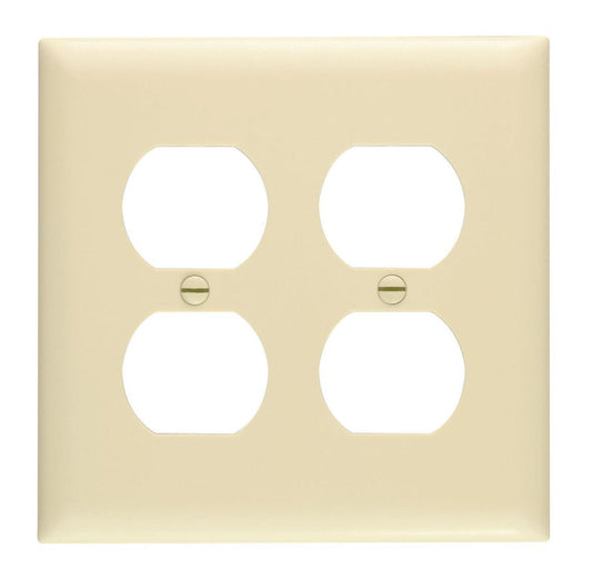 TradeMaster TP82I TP Series Standard Receptacle Wall Plate, 2 Gangs, 4.7 in, Thermoplastic, Ivory
