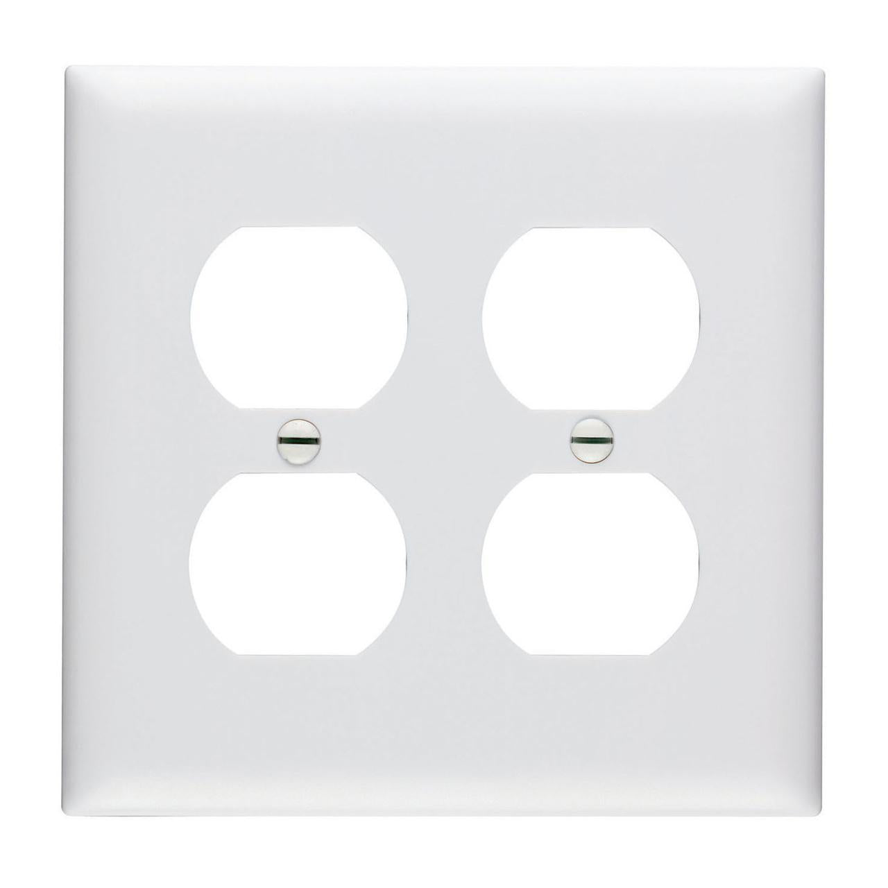 TradeMaster TP82W TP Series Standard Receptacle Wall Plate, 2 Gangs, 4.7 in, Thermoplastic, White