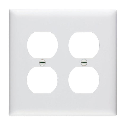 TradeMaster TP82W TP Series Standard Receptacle Wall Plate, 2 Gangs, 4.7 in, Thermoplastic, White