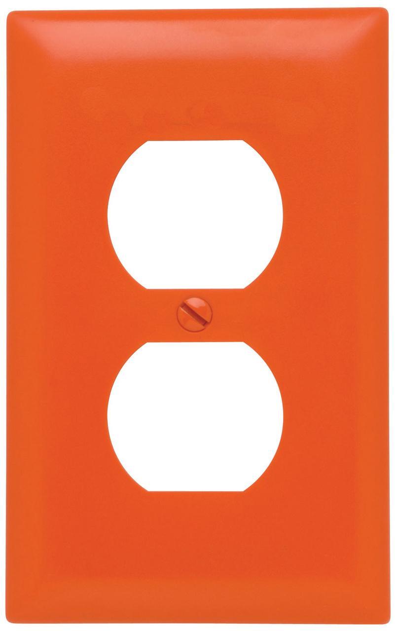 TradeMaster TP8OR TP Series Standard Receptacle Wall Plate, 1 Gangs, 5-1/2 in, Thermoplastic, Orange