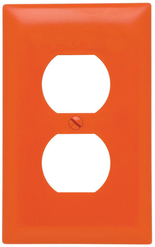 TradeMaster TP8OR TP Series Standard Receptacle Wall Plate, 1 Gangs, 5-1/2 in, Thermoplastic, Orange