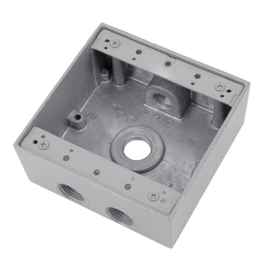 2IH4-1 Standard Universal Weatherproof Box, Die Cast Aluminum, 31.8 cu-in Capacity, 2 Gangs, 4 Outlets, 4-9/16 in H x 4-5/8 in W x 2-1/16 in D