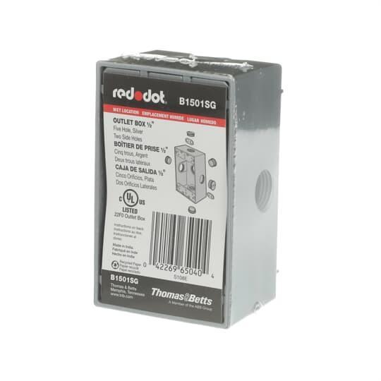 B1501SGR Universal Weatherproof Box, A380 Aluminum Alloy, 17.3 cu-in Capacity, 1 Gangs, 5 Outlets, 4-9/16 in L x 2-13/16 in W x 2 in D