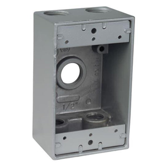 IH5-1-LM Universal Weatherproof Box With Mounting Lug, Die Cast Aluminum, 19 cu-in Capacity, 1 Gangs, 5 Outlets, 4-9/16 in H x 2-13/16 in W x 2 in D
