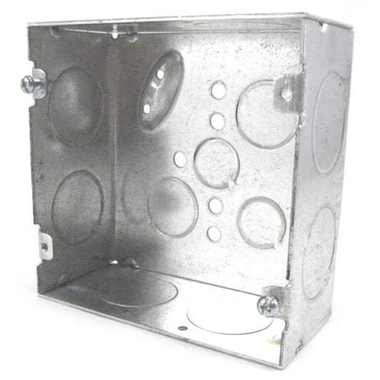 72171-3/4-1 Outlet Box, Steel, 42 cu-in Capacity, (1) Outlets, (16) Knockouts, 4-11/16 in H x 4-11/16 in W x 2-1/8 in D