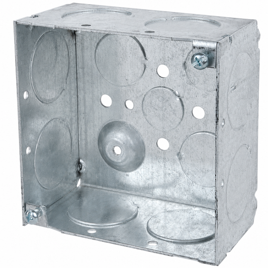 Steel City® 52171-1 Welded Style Outlet Box, Steel, 30.3 cu-in Capacity, (1) Outlets, (13) Knockouts, 4 in H x 4 in W x 2-1/8 in D