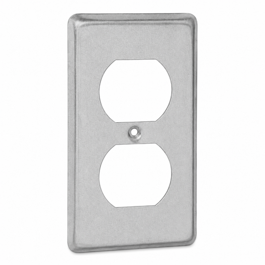 Steel City® 58-C-7 Utility Outlet Box Cover With Duplex Flush Receptacle, 4 in L x 2-1/8 in W, Steel