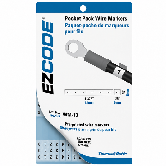 E-Z Code® WM-0-9M Pre-Printed Wire Marker Book, 5 in L x 3 in W, Black/White, Vinyl Cloth