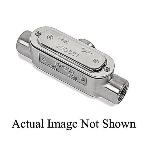 T38SST Type T Conduit Body With Cover, Gasket and Screw, 1 in Hub, Form 8 Form, 15 cu-in Capacity, 316 Stainless Steel, Polished