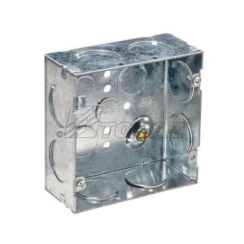 B8456 Welded Box, Steel, 44 cu in Capacity, (8) Side/(4) Bottom Knockouts, 4-11/16 in W x 2-1/8 in D x 4-11/16 in H