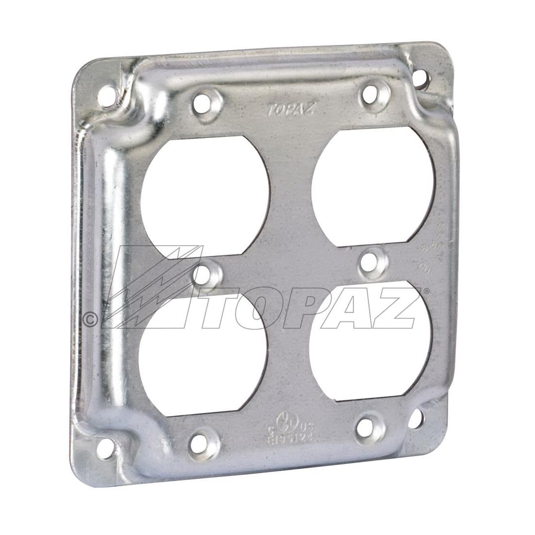 C2243 Industrial Cover, 4 in L x 4 in W x 5/8 in Depth, (2) Duplex Receptacle, 5/8 in Raised Cover, Steel