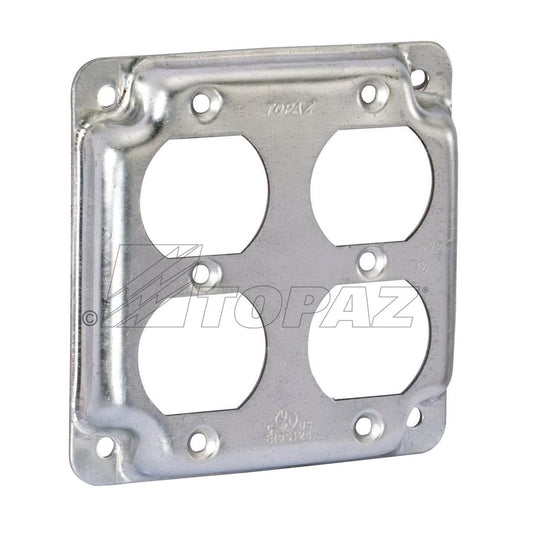 C2243 Industrial Cover, 4 in L x 4 in W x 5/8 in Depth, (2) Duplex Receptacle, 5/8 in Raised Cover, Steel
