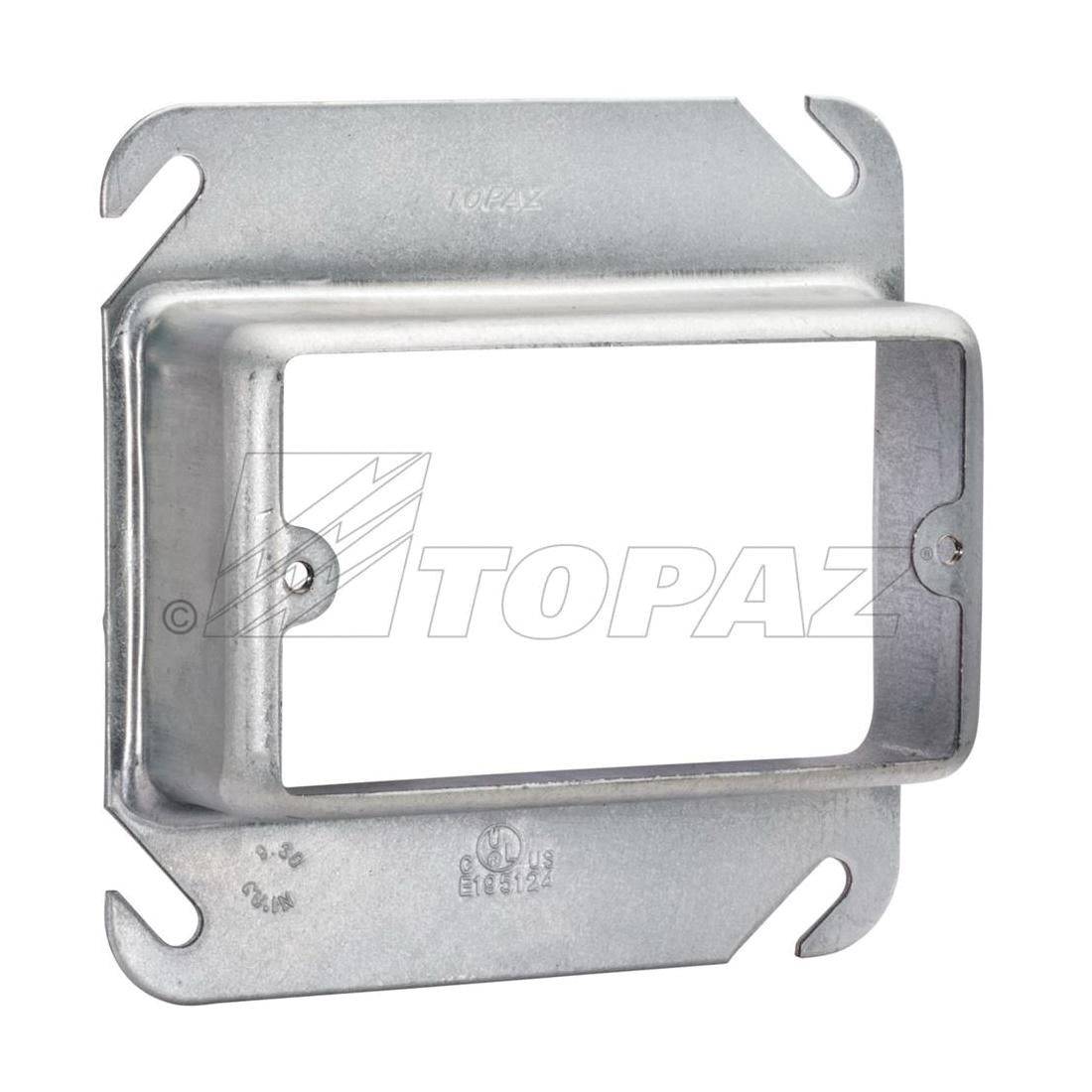 C4457 1-Gang Square Device Ring, 4 in L x 4 in W x 1-1/4 in Depth, Steel, 1-1/4 in Raised