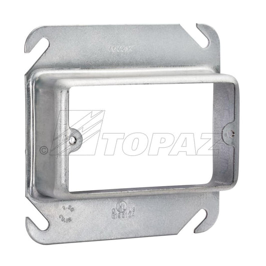 C4457 1-Gang Square Device Ring, 4 in L x 4 in W x 1-1/4 in Depth, Steel, 1-1/4 in Raised