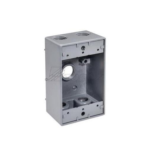 WB1350 3-Hole Weatherproof Box With Knockout, Copper-Free Die Cast Aluminum, 18 cu in Capacity, 1 Gangs, 1 Outlets, 4.56 in H x 2.81 in W x 2 in D