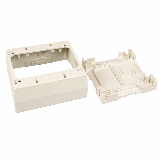Wiremold® 2348-2-WH 2-Gang Deep Non-Metallic Straight Device Box, 4-3/4 in L x 4-7/8 in W x 1-3/4 in H, PVC, White