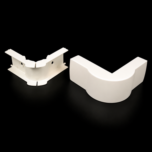 Wiremold® 818-WH External Non-Metallic Raceway Elbow, 90 deg Bend, 7/16 x 1-5/16 in OD, For Use With 800 Series Raceway, PVC, White