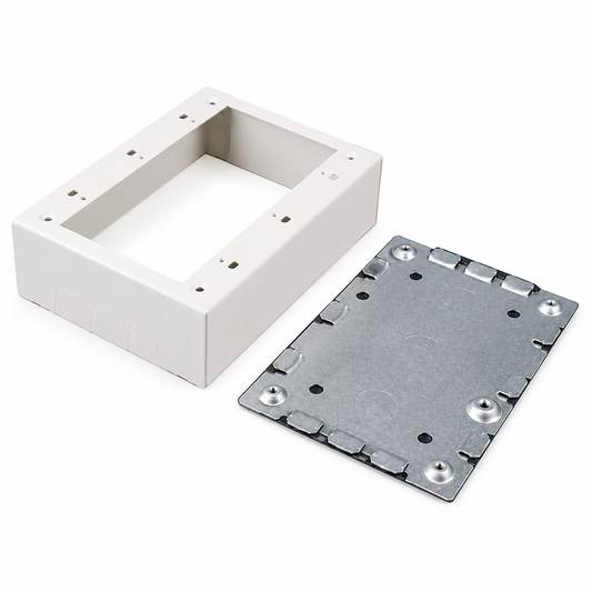 Wiremold® V5748-3 3-Gang Device Box, 4-5/8 in L x 6-1/2 in W x 1-3/4 in H, Steel, Ivory/White
