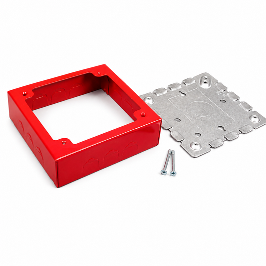 Wiremold® V5752 2-Gang Alarm Device Box, 4-11/16 in L x 4-11/16 in W x 1-3/8 in H, Steel, Red