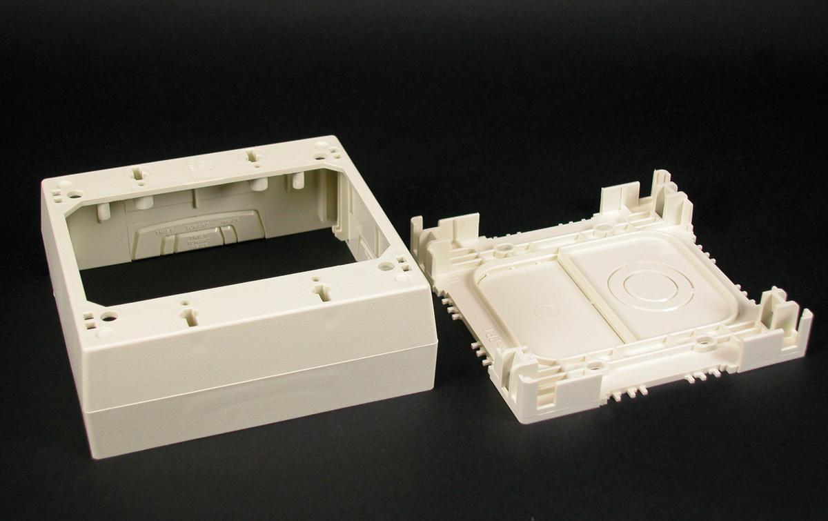Wiremold® WMD2348-2 2-Gang Deep Non-Metallic Straight Device Box, 4-3/4 in L x 4-3/4 in W x 1-3/4 in H, PVC, Ivory