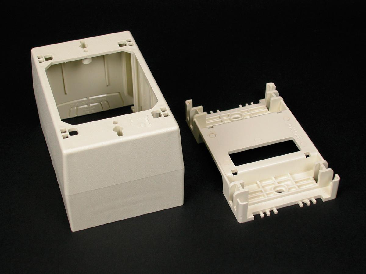 Wiremold® WMD2348 1-Gang Deep Non-Metallic Straight Device Box, 4-3/4 in L x 3 in W x 1-3/4 in H, PVC, Ivory