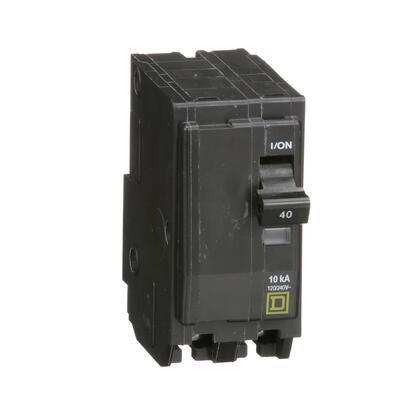 Square D™ QO240 QO™ Standard Miniature Circuit Breaker, 120/240 VAC, 48 VDC, 40 A, 10 kA Interrupt, 2 Poles, Common/Thermal Magnetic Trip