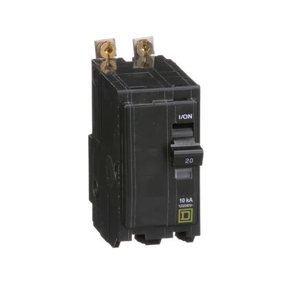 Square D™ QOB220 QO™ Standard Miniature Circuit Breaker, 120/240 VAC, 20 A, 10 kA Interrupt, 2 Poles, Common/Thermal Magnetic Trip, Bolt-On