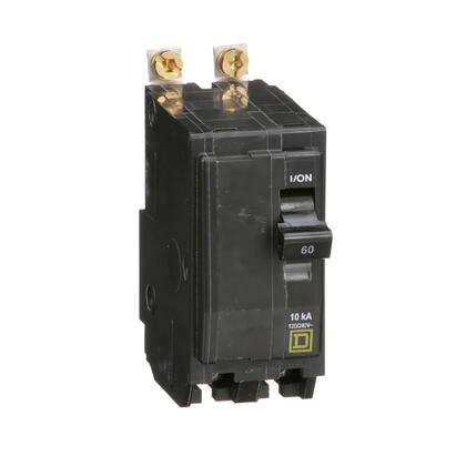 Square D™ QOB260 QO™ Standard Miniature Circuit Breaker, 120/240 VAC, 60 A, 10 kA Interrupt, 2 Poles, Common/Thermal Magnetic Trip, Bolt-On