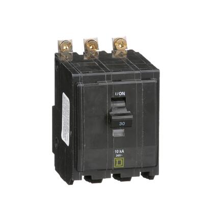 Square D™ QOB330 QO™ Standard Miniature Circuit Breaker, 120/240 VAC, 30 A, 10 kA Interrupt, 3 Poles, Common/Thermal Magnetic Trip, Bolt-On