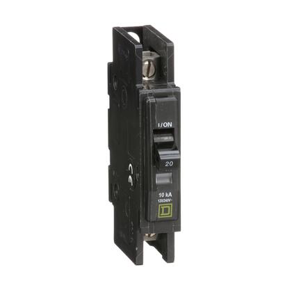 Square D™ QOU120 QOU™ Standard Unit Mount Miniature Circuit Breaker, 120/240 VAC, 48 VDC, 20 A, 10 kA Interrupt, 1 Pole, Thermal/Magnetic Trip, DIN Rail/Surface/Flush Mount