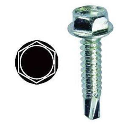 #10 x 1 Self-Drilling Hex Head Screw, Zinc Plated