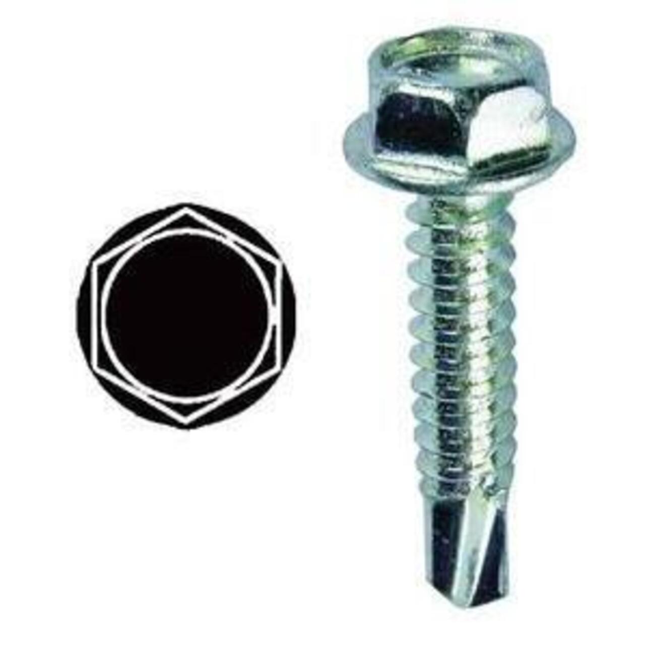 1/2 x 3/4 Self-Drilling Hex Head Screw, Zinc Plated